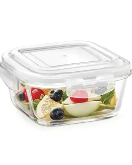 Square Glass Food Storage Container with Air Tight Lid | Microwave & Oven Safe (320ml)
